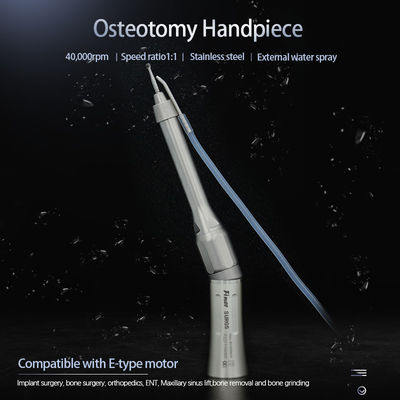 Peça de mão reta angular cirúrgica odontológica Peça de mão de osteotomia de 20 graus 1:1 Acionamento direto para brocas cirúrgicas