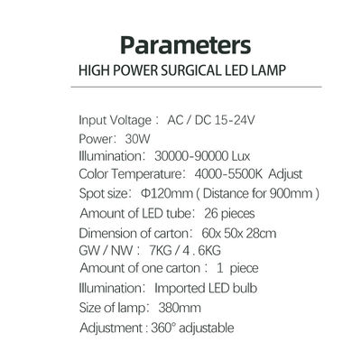 Luz dental da cadeira do diodo emissor de luz com ajuste da temperatura de cor