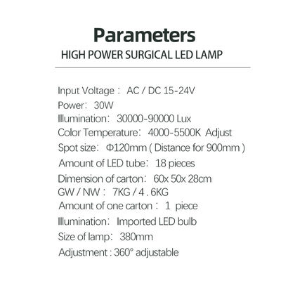 Luz dental brilhante ajustável 5500K da cadeira do diodo emissor de luz da temperatura de cor para clínicas