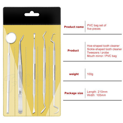 6pcs Instrumentos Odontológicos Ortodônticos Limpeza Dentária Cuidados Orais Kit de Ferramentas Dentárias