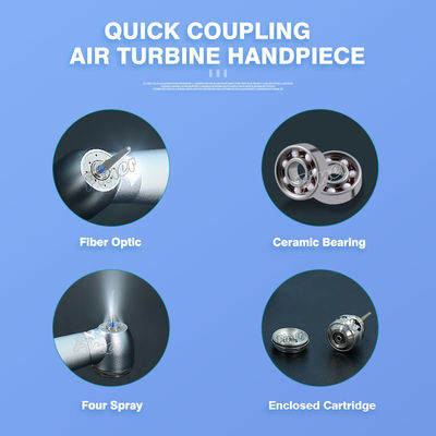 Dental Fibra Óptica Handpiece de Alta Velocidade com acoplador rápido Dental Triple Spray Air Turbine